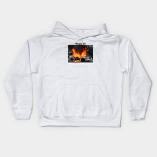 cop car on fire Kids Hoodie